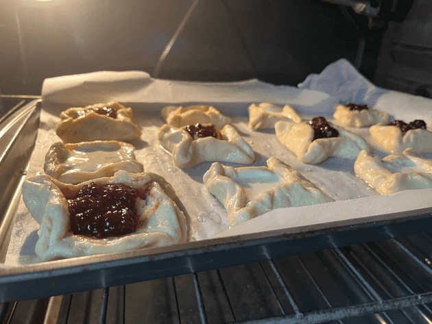 Raw danishes starting to cook