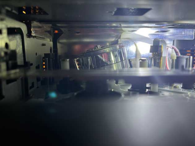 View inside Sansui TV through the front slot