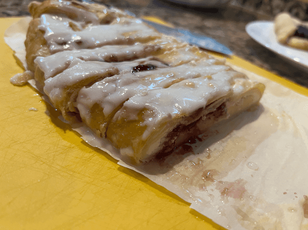 The Kringle I made, with cream cheese, custard, and jam